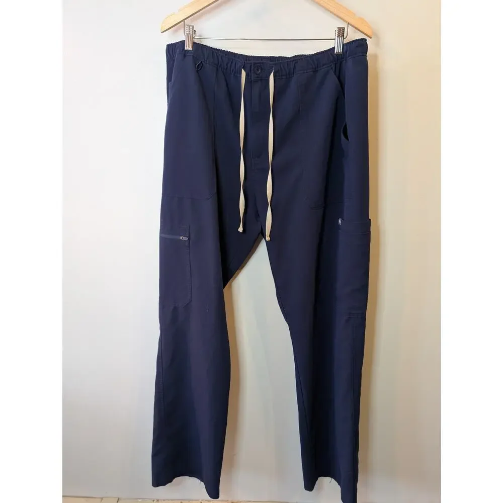 FIGS Technical Collection Scrub Pants Lot of 2 Navy Blue Drawstring XXL AS IS